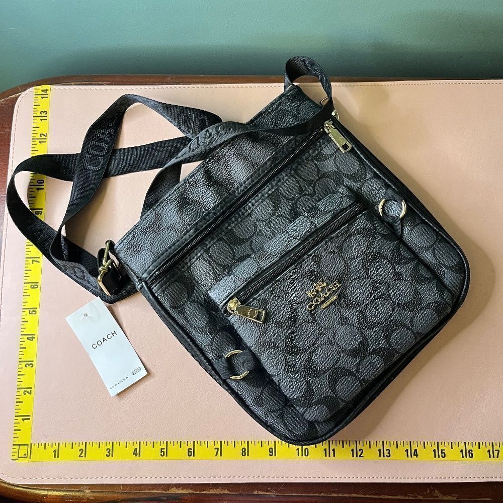 FAKE NEW Coach Purse Bag Black Gray with Dust Bag FAKE NEW
